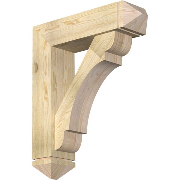 Ekena Millwork Olympic Arts and Crafts Rough Sawn Bracket w/ Offset Brace, Douglas Fir, 8"W x 30"D x 36"H BKT0806X30X36OLY03RDF - main
